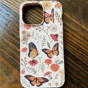Pela iPhone 15 pro max butterfly + wildflower phone case 🧡🪻🌼